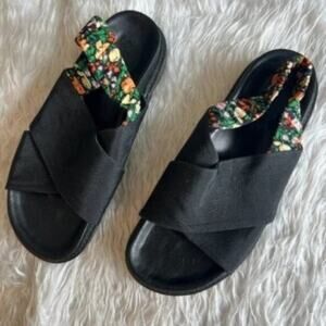 Ganni Mona Slingback Sandals Floral Design Size 10